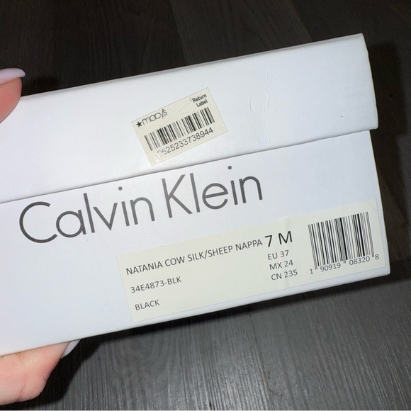 Calvin Klein Natania Black Leather Strappy Lace Up Dress Sandals Silver Heel 7 - Picture 10 of 11